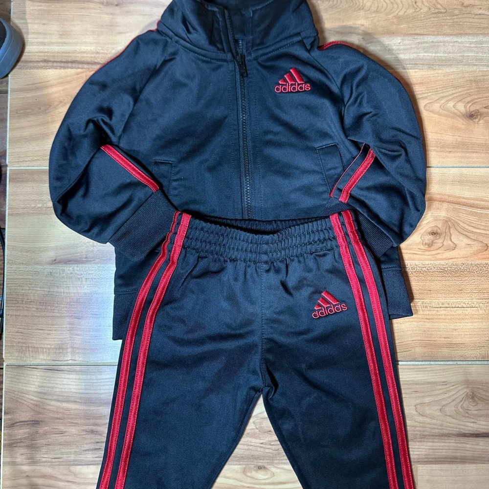 Adidas Black and Red Matching Set